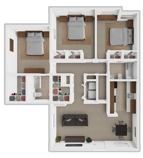 a 3d rendering of a floor plan of a house